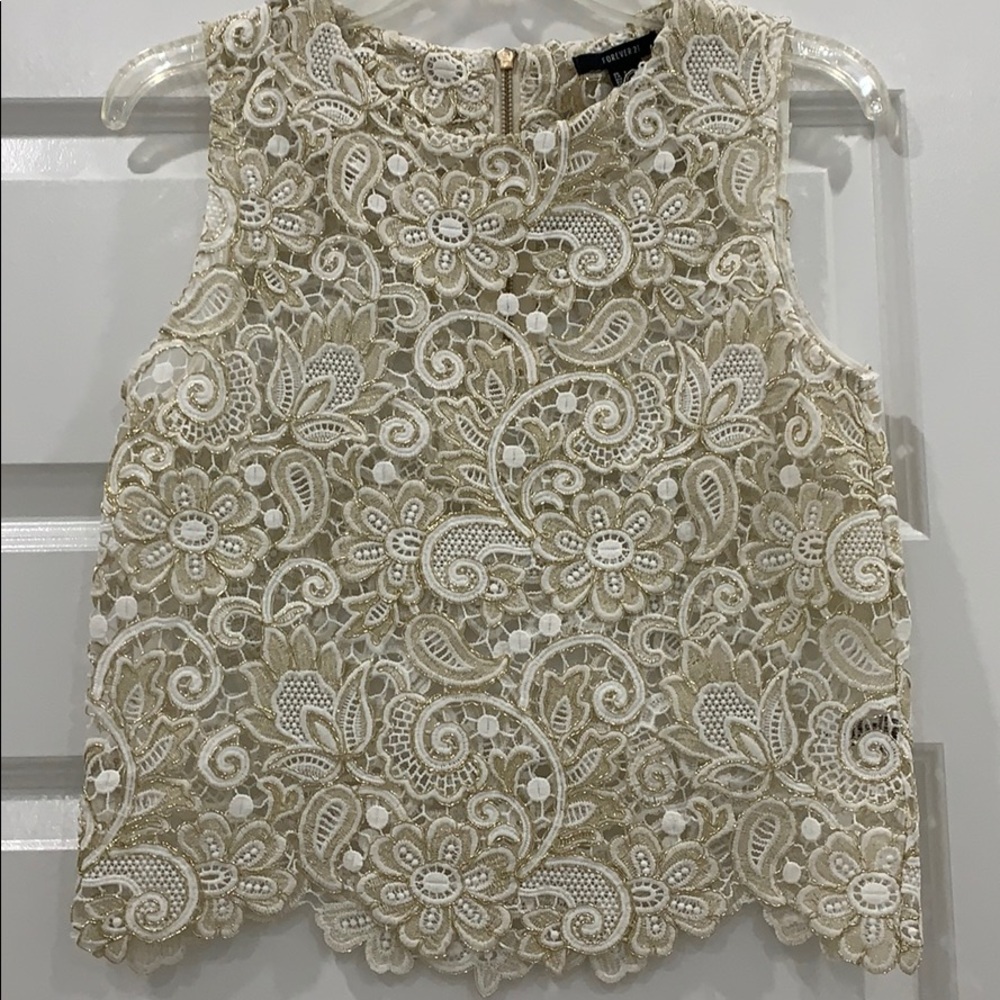 Crochet Top - Gold and White Lining